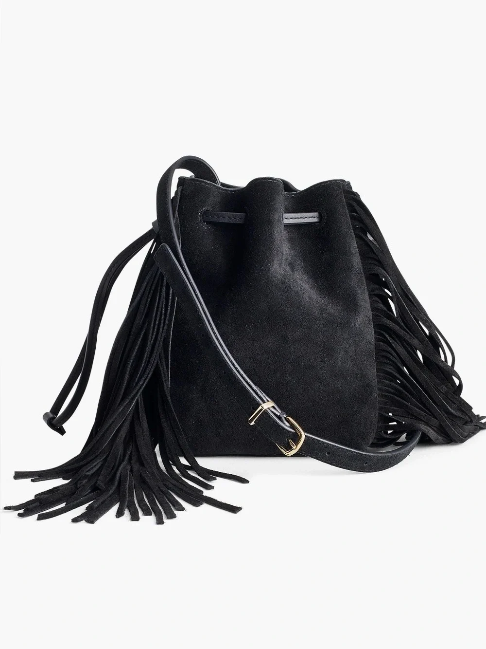NWOT MADEWELL Drawstring Leather
Suede Crossbody Bucket Bag Black - Picture 1 of 6